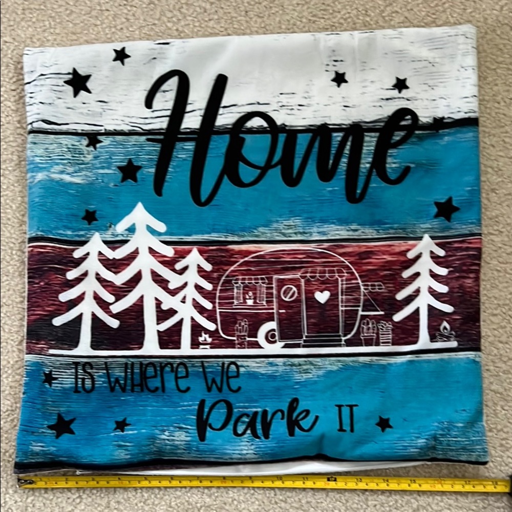 Home Decor Pillow Cover with Camper Design